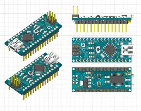 Arduino nano microcontroller Illustrazione stock