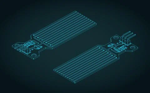 Arduino water level sensor isometric blueprints Stock Illustration