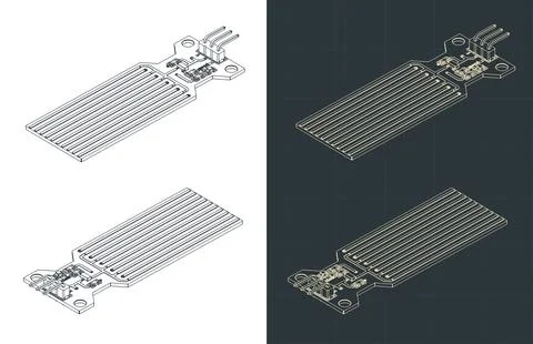 Arduino water level sensor isometric drawings Stock-Illustration