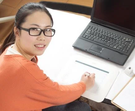 Are using graphic tablet Foto stock