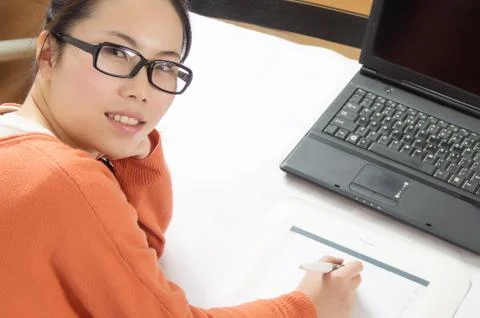 Are using graphic tablet Foto stock