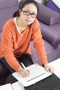 Are using graphic tablet Foto stock