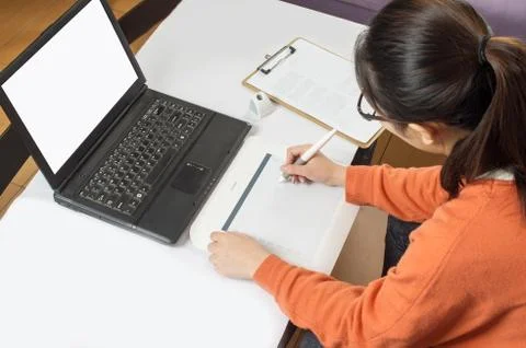 Are using graphic tablet Foto stock