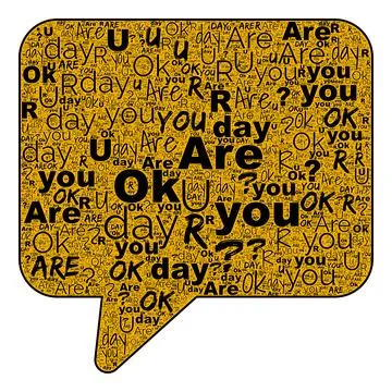 Are You OK word cloud in speech bubble shape on white background with bold black Illustrazione stock