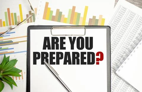 Are You Prepared. text on notepad on wood table Stock Photos