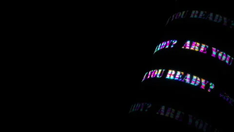 Are you Ready  3D colorful glitch tube text Stock Footage 304274553