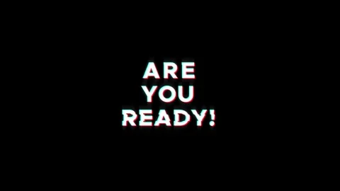 Are you ready motion text loop animation with glitch background effect Stock Footage 313435651