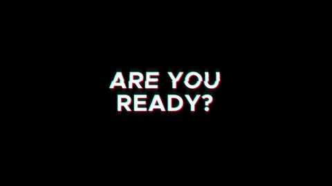 Are you ready motion text loop animation with glitch background effect Stock Footage 313435659