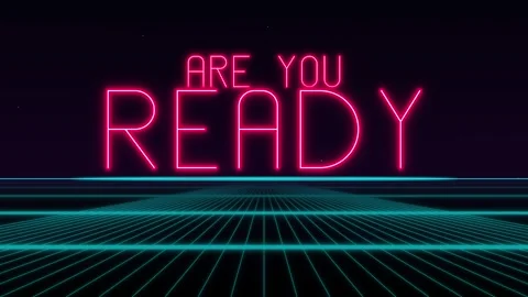 Are you ready neon text animation retro 80s synthwave style motion backgrou.. Stock-Footage 344851533