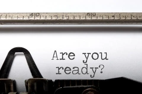 Are you ready question printed on an old typewriter Stock-Fotos