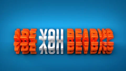 Are you ready? Rotating letters in orange and white. Stock Footage 332645132