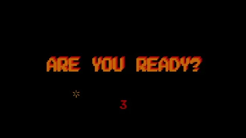Are you ready text animation on 8 bit retro game black background.  Stockbeeldmateriaal 317810213