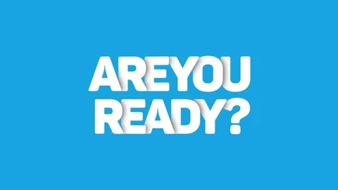 Are You Ready Text Animation Overlapping Effect on Blue Background Stock Footage 319896977