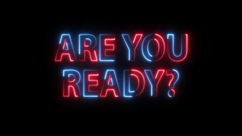 ARE YOU READY text with neon effect animation Isolated on Black Background Stock Footage 321012551