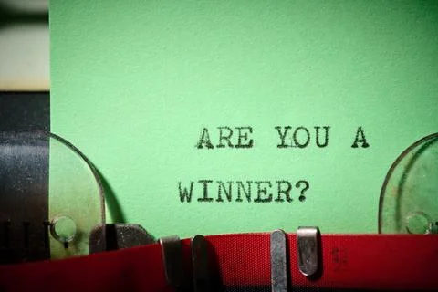 Are you a winner question text written with a typewriter Stock Photos