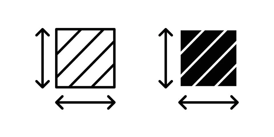 Area and dimension icon vector concepts, line and silhouette style Stock Illustration