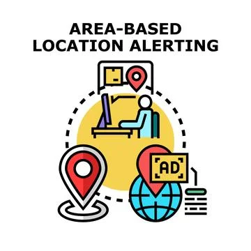 Area based location alerting service concept Stock Illustration