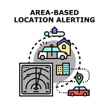 Area based location alerting service tracking system Stock Illustration
