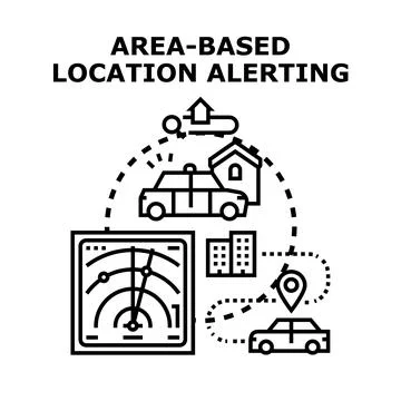 Area based location alerting service tracking system Stock Illustration
