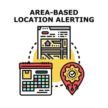 Area based location alerting software concept 库存插图