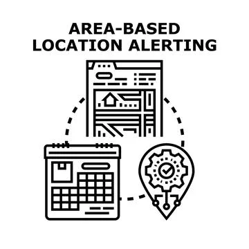 Area based location alerting software concept Illustrazione stock