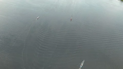 The area of ​​boats moving on the river Stock Footage 327105080
