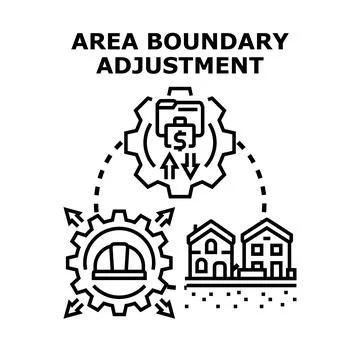 Area boundary adjustment process establishing new property divisions Stock Illustration
