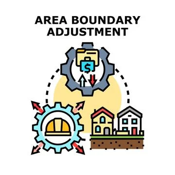 Area boundary adjustment process establishing new property divisions Stock Illustration