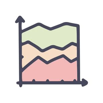 Area chart color vector doodle simple icon Stock Illustration