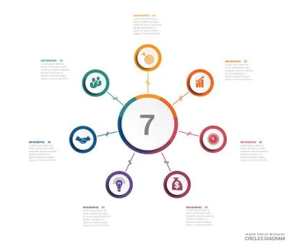 Area chart diagram data Elements For Template infographics 7 position. イラスト素材