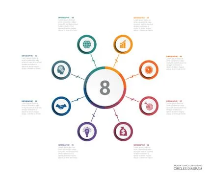 Area chart diagram data Elements For Template infographics 8 position. イラスト素材