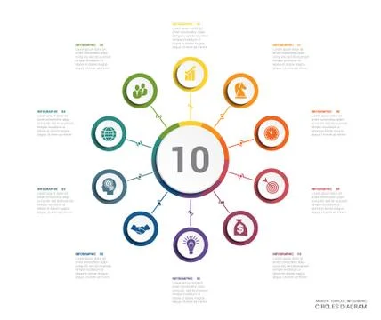 Area chart diagram data Elements For Template infographics 10 position. Stock Illustration