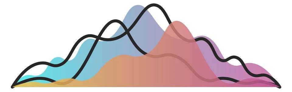 Area chart icon. Data distribution infographic element Stock Illustration