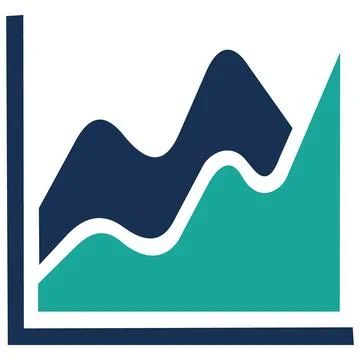 Area chart icon for financial trend analysis Stock Illustration