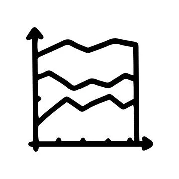 Area chart line vector doodle simple icon Stock Illustration