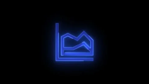 Area chart stroke icon glowing neon blue color animation Stock Footage 289386554