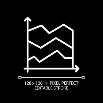 Area chart white linear icon for dark theme Stock Illustration
