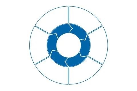 Area chart,ring chart, pie chart. Template blue infographic.  6 positions for Stock Illustration