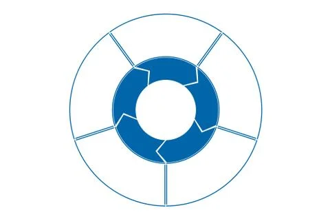 Area chart,ring chart, pie chart. Template blue infographic.  5 positions for Stock Illustration