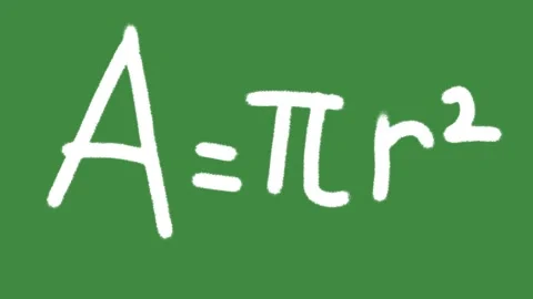 Area of a circle formula doodle chalk cartoon graphic outline math equation icon Stock Footage 336403176