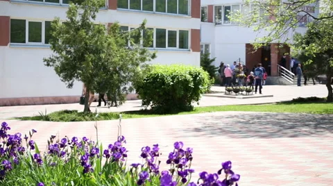 Area in front of the school Stock Footage 67351668