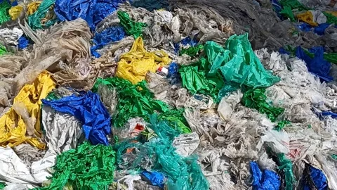 A area full of plastics waste. This plastics waste leads to pollution Stock Footage 139103404