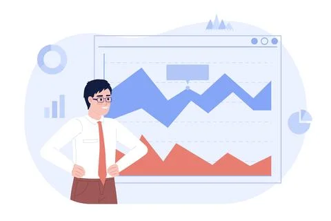 Area graph in business analytics flat concept vector spot illustration Stock Illustration