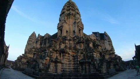 Area inside Angkor Wat at Siem Reap, Cambodia Stock Footage 108149176