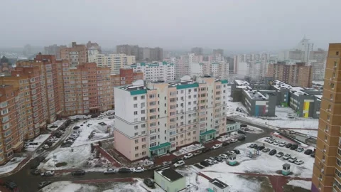 An area of multi-storey buildings in winter Stock Footage 148020629