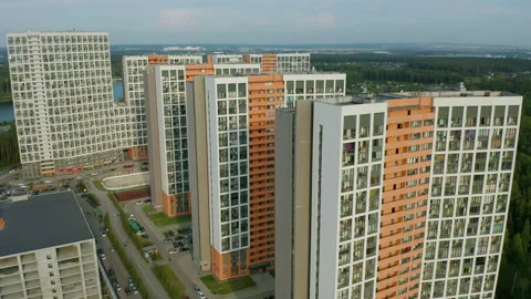 Area of new multi-storey buildings, modern residential buildings, real estate Stock Footage 137608461