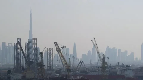 Area Of The Port With Cranes Stock Footage 63988207