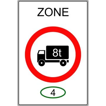 An area with a restricted ecological class of trucks. Stock Illustration
