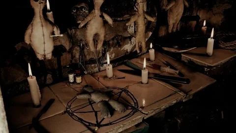 Area ritual with the voodoo doll Video stock 80764917
