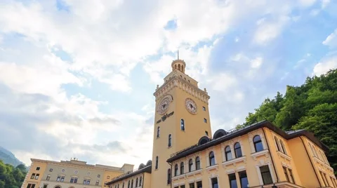 Area Rosa Khutor with the Tower. HDR. Time Lapse. Sochi, Russia. 1280x720 스톡 동영상 54265498
